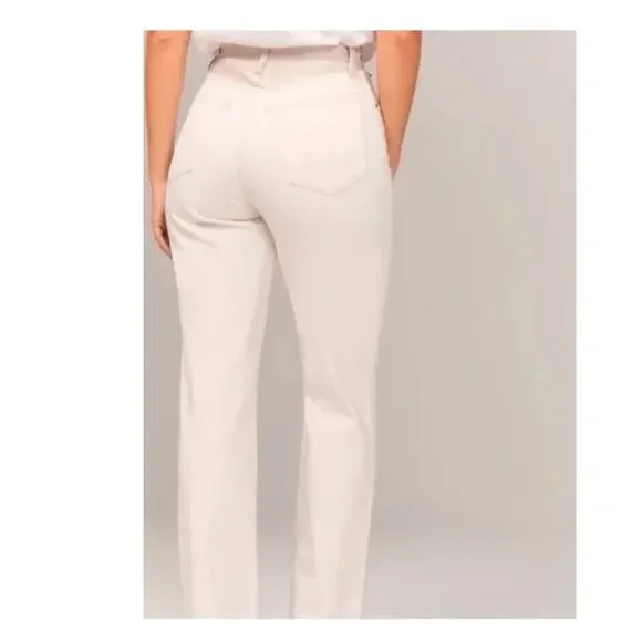 Abercrombie A & F The 90's Straight Ultra High Rise Cream Jeans Curve Love 28/6 - Picture 9 of 11